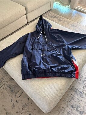 Nike Navy Pullover Windbreaker with Red Trim